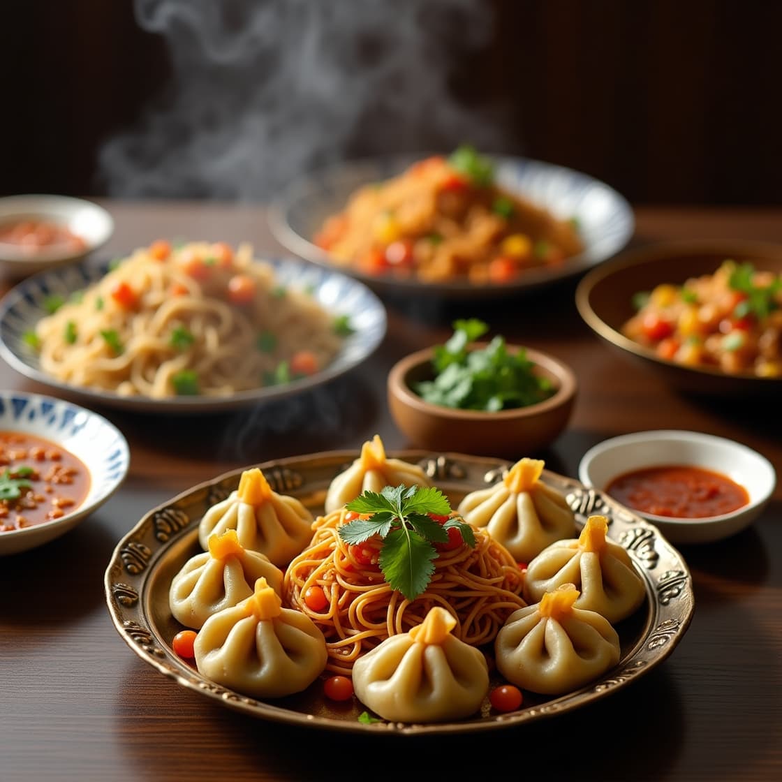 Customer enjoying momos