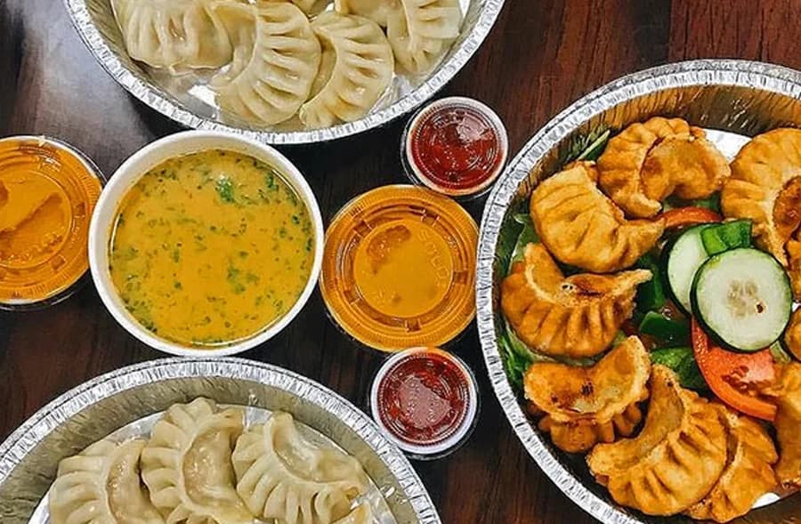 Various Indian dishes on a platter